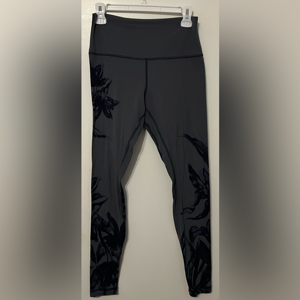 lululemon athletica Gray and Blue Floral Leggings